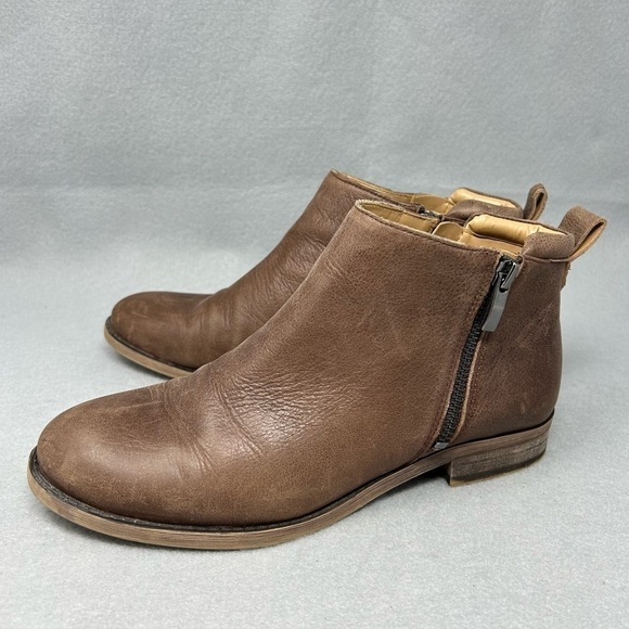 Franco Sarto Women's Keegan Boot Size 7 Brown Leather Zip Flat Casual Boho - Picture 1 of 13